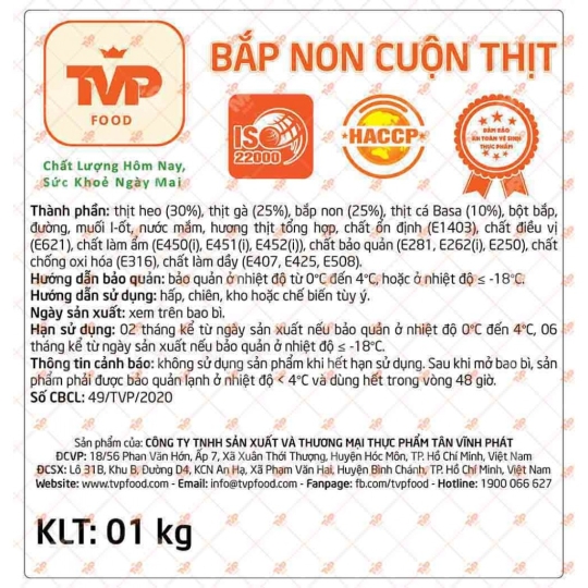 BẮP NON CUỘN THỊT TVP