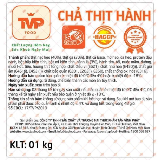 CHẢ THỊT HÀNH TVP